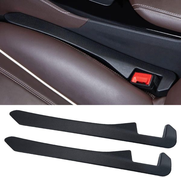 2 Pack Car Seat Gap Filler, Universal Car Seat Gap Plug to Fill The Gap Between Seat and Console Stop Things Dropping, Black
