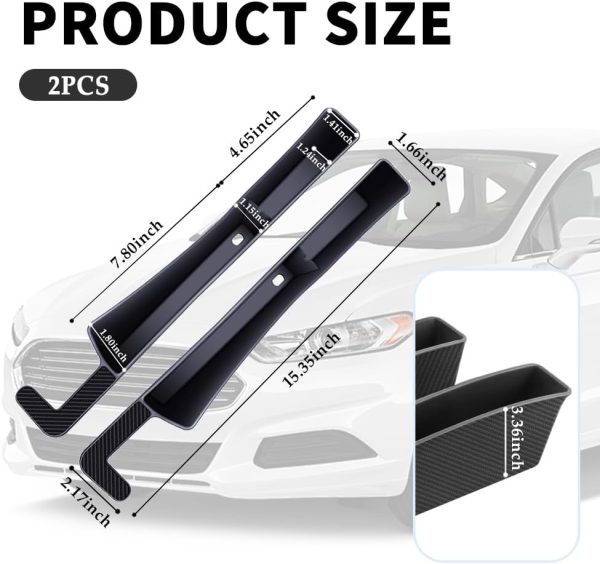 2PCS New Car Seat Gap Filler with 2 Storage Areas,Stylish Car Seat Gap Storage for Stabilizing Phone,Keys Wallet,Universal Car Seat Gap Filler Organizer Interior Accessories (Carbon Black) - Image 2