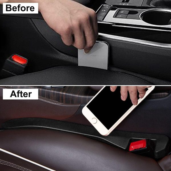 2 Pack Car Seat Gap Filler, Universal Car Seat Gap Plug to Fill The Gap Between Seat and Console Stop Things Dropping, Black - Image 2