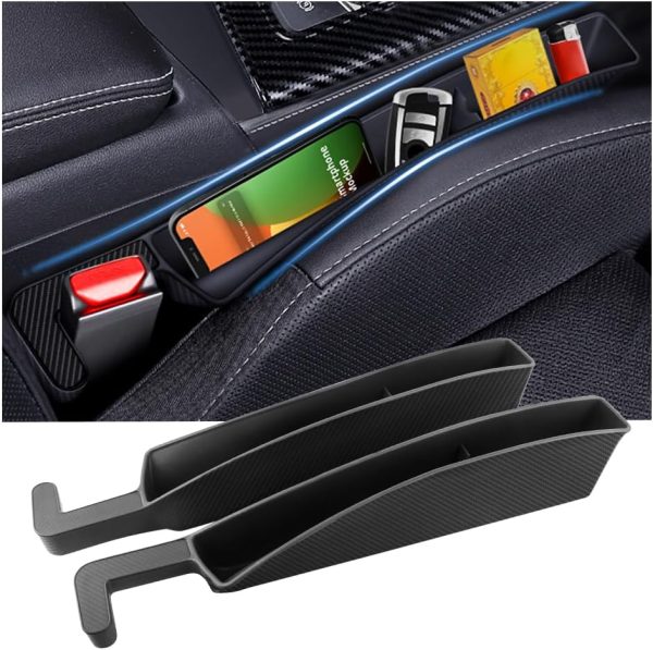 2PCS New Car Seat Gap Filler with 2 Storage Areas,Stylish Car Seat Gap Storage for Stabilizing Phone,Keys Wallet,Universal Car Seat Gap Filler Organizer Interior Accessories (Carbon Black)