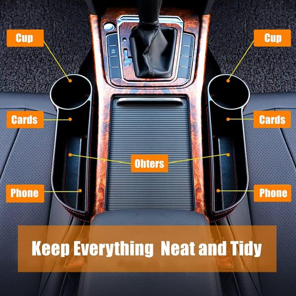 Car Seat Gap Filler Organizer Between Front seat car Organizer and Storage Box, Auto Premium PU Leather Console with Cup Holder, Car Pocket for Interior Essentials (for Passenger Side) - Image 2