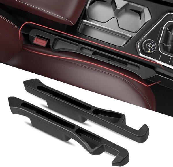 Car Seat Gap Filler 2Pack, Inserts Between Seats Console with Organizer Storage Upgraded Phone Holder Car Side Seat Gap Fillers Cars Front Seats Fill Plug Car Essentials for Vehicle  Truck (Black)