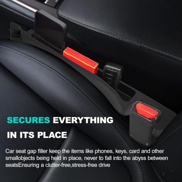 Car Seat Gap Filler,2 PCS Seat Gap Filler for Car,Truck,,Car Essentials,Effectively Prevent Things from Falling Off (Universal,Black) - Image 2