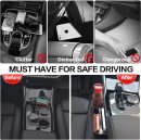 Upgrade 2 Pack Car Seat Gap Filler Organizer with Adjustable Cup Holder, Universal Leather Car Gap Filler Organizer with Cable Hole, Seat Gap Filler Organizer with Hooks, for Phone/Glasses