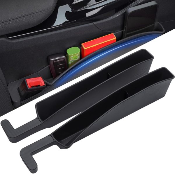 Car Seat Gap Filler Organizer with USB Cable Slot,Car Gap Filler for Phones, Keys, and Coins – Prevents Drops, Adds Storage, Fits Most Vehicles(2Pack Black)