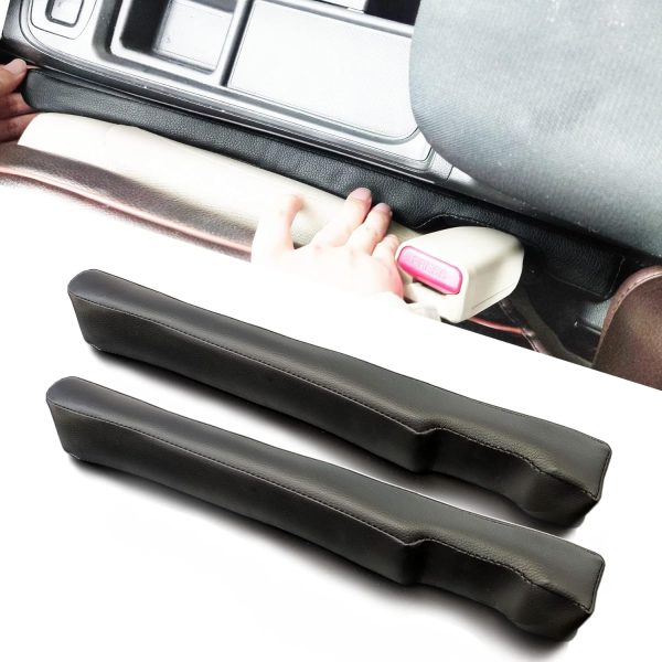 Leather Seat Gap Filler, No Drop Seat Guard Universal for Car , Truck to Fill The Gap Between Seat and Console Black Crevice Plug Drop Blocker Stopper Catcher 2 Pack