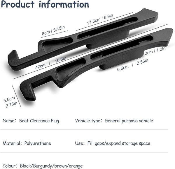 Car Seat Gap Filler Set of 2,Suitable for Cars, s and Trucks to Fill the Gap Between Seats and Consoles, Preventing Items from Falling and Driving Safety, Black - Image 2