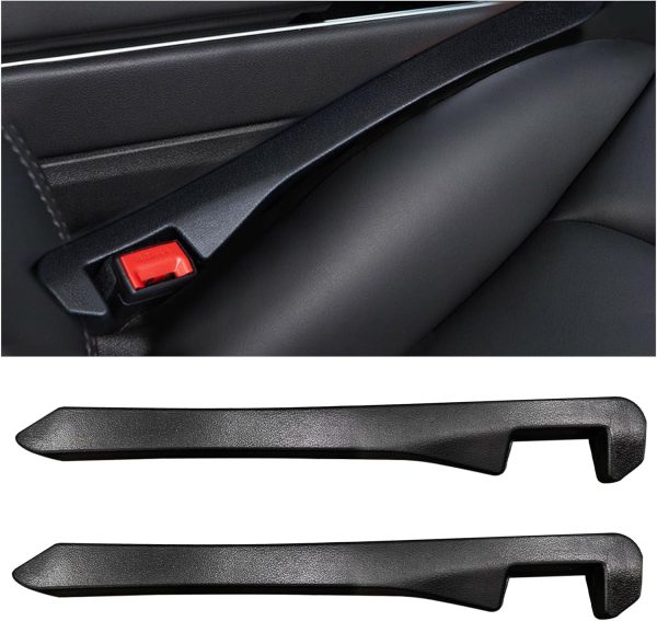 Car Seat Gap Filler Set of 2, Leather Car Seat Side Gap Filler to Fill The Gap Between Seat and Console, Universal Car Gap Filler Fit Car  Truck, Car Accessories (Black)