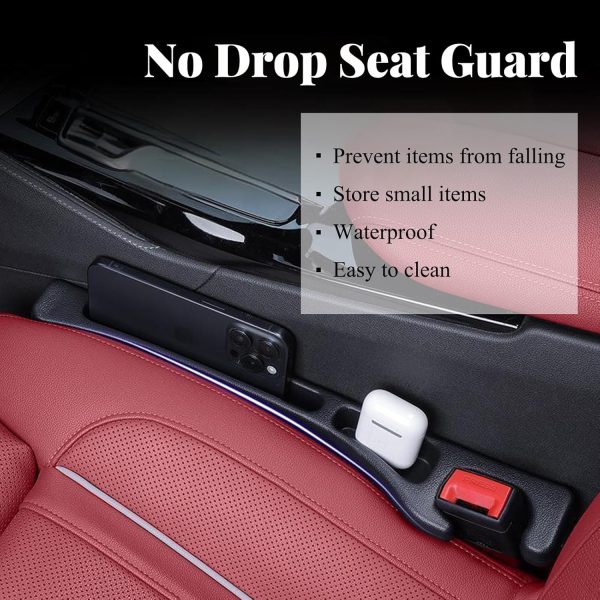 No Drop Seat Guard, Car Seat Gap Filler, Car Seat Gap Organizer, Car Seat Crevice Blocker Stop Things from Dropping, Compatible with All Cars (Black /1 Pair) - Image 2