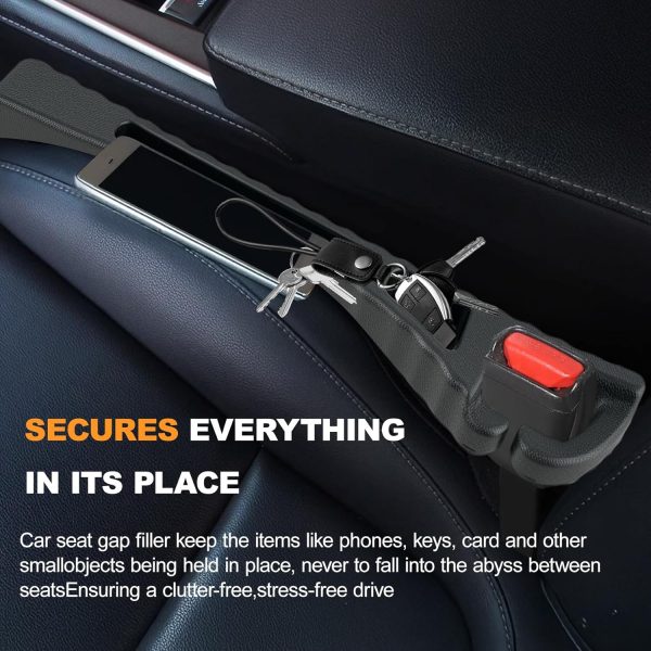 2PCS Car Seat Gap Filler, Seat Gap Filler for Cars  Trucks, Car Essentials, Effectively Prevent Things from Falling Off (Universal, Black) - Image 2