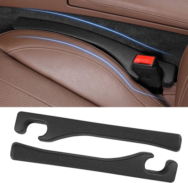Car Seat Gap Filler 2 Pack,Universal Fit Car Seat Gap Stopper to Fill The Gap Between Seat and Console,Car Accessories Interior Prevent Stop Cellphone Wallet Keys Coins and Card from Dropping (Black)