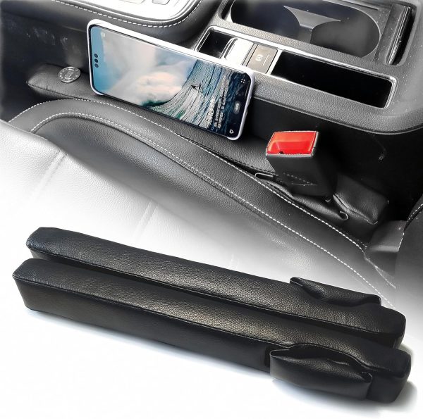 No Drop Seat Guard, Car Seat Gap Filler Universal Gap Stopper/Catcher to Fill The Gap Between Seat and Console Black Plug Crevice Blocker Pad Plug Stopper with Seat Belt Buckle Hoop