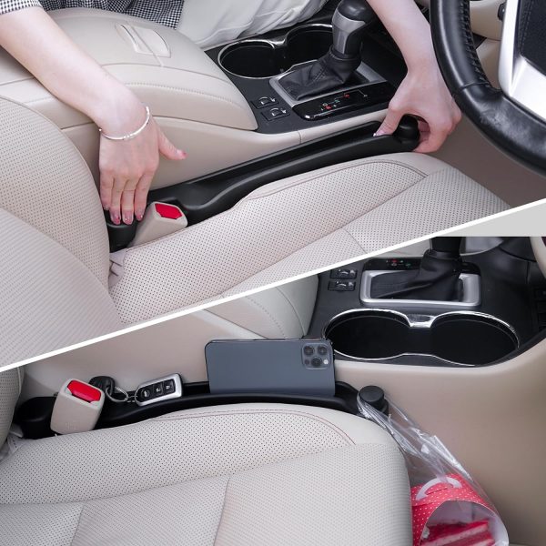 Car Seat Gap Filler Set of 2, Soft Foam Multifunctional Seat Side Gap Filler with Organizer & Hook Function, 3in1 Gap Stopper Universal Fit Car  Truck Fill The Gap Between Seat & Console