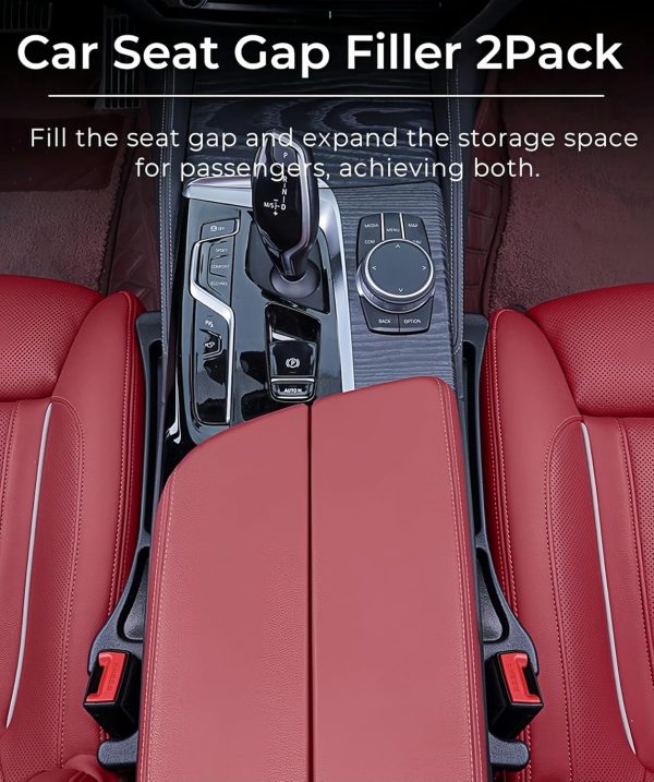 Car Seat Gap Filler 2 Pack, Universal Fit Storage Box Anti-Drop Car Seat Side Seam Filler Organizer - Image 2