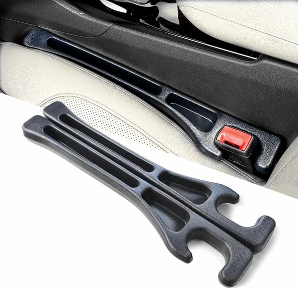 No-Drop Seat Guard, 2 Pack Car Seat Gap Filler Universal Gap Stopper/Catcher to Fill The Gap Between Seat and Console Black Car Crevice Blocker Space Pad Plug