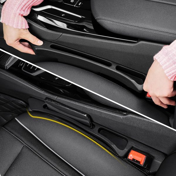 Car Seat Gap Filler Set of 2,Suitable for Cars, s and Trucks to Fill the Gap Between Seats and Consoles, Preventing Items from Falling and Driving Safety, Black